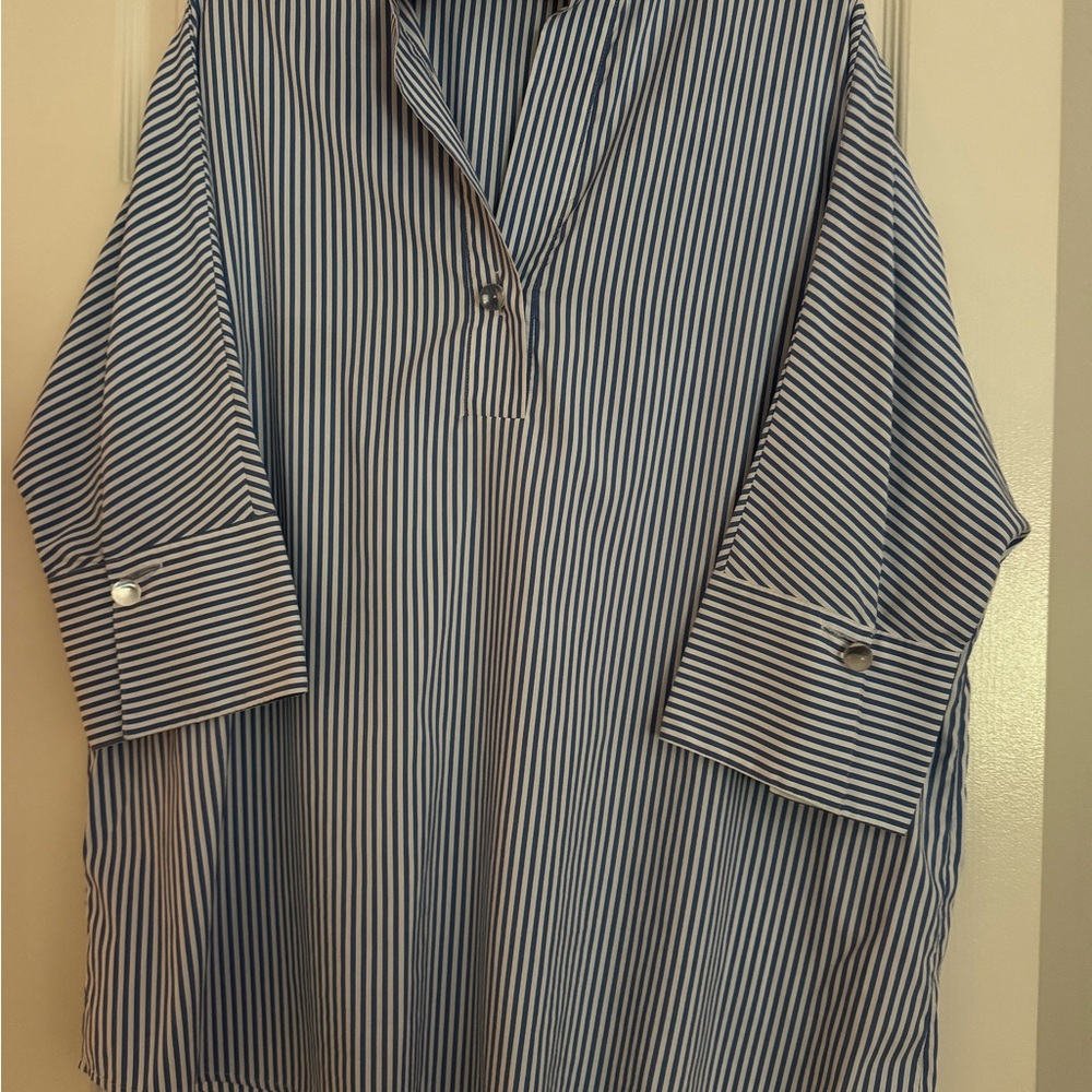 Blue and White Striped Shirt